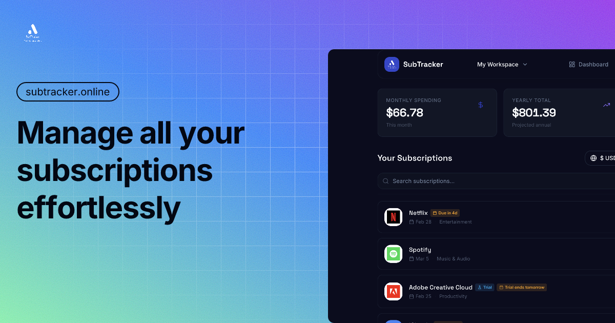 SubTracker - Track & Manage Your Subscriptions